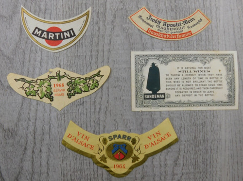 Lot 5 Server Frais 1966 Sparr 1964 Vin D'Alsace Vintage Labels Breweriana Winery