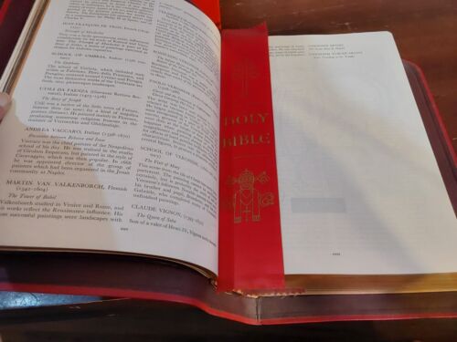Holy Bible Papal Edition 1951 Red Leather Catholic Press Original Box - Picture 8 of 13