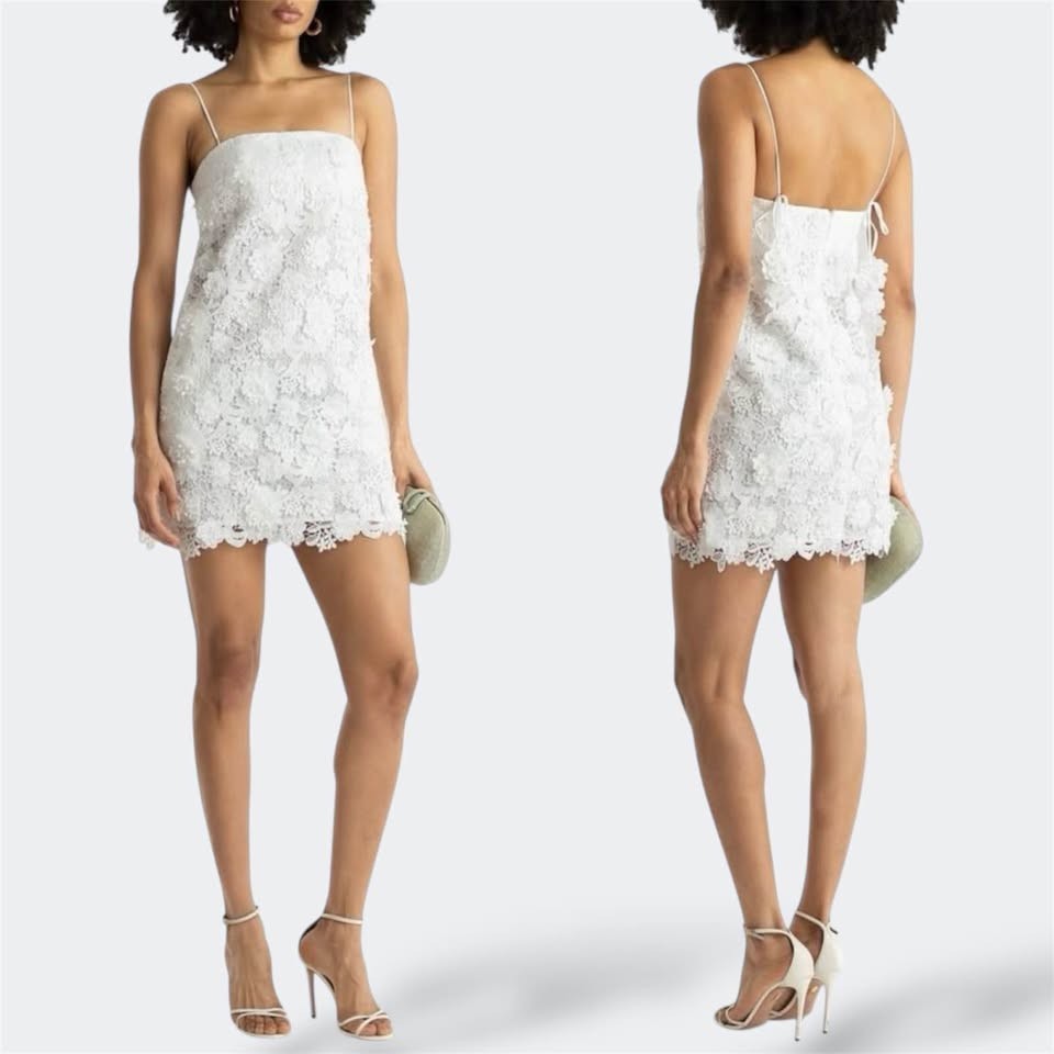 Zimmermann Raie Lace Mini Dress 0 / AU 8 / US 4 White Bridal Wedding Cocktail