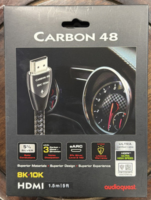 AudioQuest 5ft 1.5M Carbon 48 8k-10k 48gbps HDMI Cable - Black  New  
