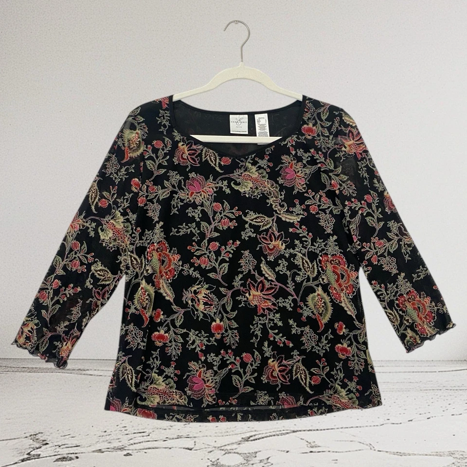 Top Emma James Para Mujer Talla Grande Pequeño Floral Malla Superposición Boho Chic Y2K Foto 2 de 4