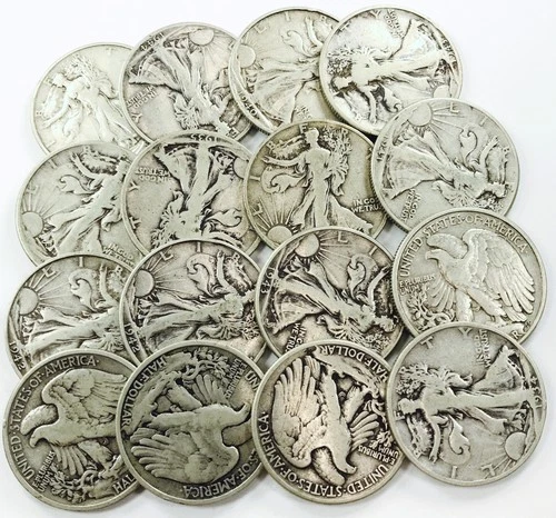 *MIXED DATES WALKING LIBERTY HALF DOLLAR LOT* *16 COINS* NR #P2438