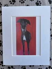 Image of MOUNTED PRINT PAGE ART EXTRACT SALLY MUIR A DOG A DAY BLACK GREYHOUND