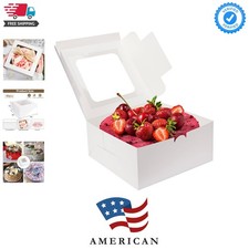 40pcs Cake Boxes, 10x10x5 Inch White Bakery Boxes with Window for Valentine's...