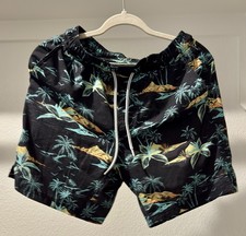 George Boys Black Tropical Print Swim Shorts / Board Shorts &ndash; Hawaiian