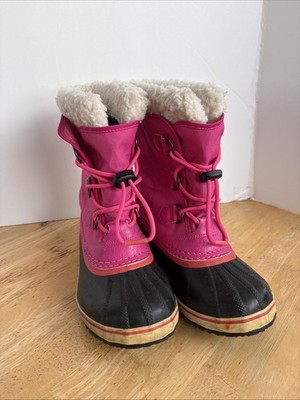 Sorel Yoot Pac Snow Rain Waterproof Winter Boots Youth Girl Sz 4 /35  Pink Black