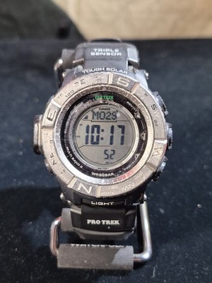 Casio Pro Trek Men's Watch PRW-3500 Solar Triple Sensor Digital Black Resin 3414