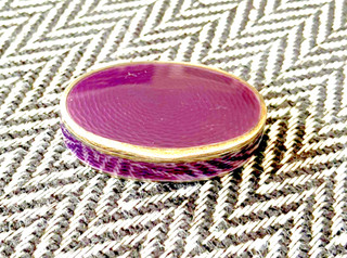 Antique Purple Guilloche & Solid Silver Pill Box David Andersen Norway 1888 1925