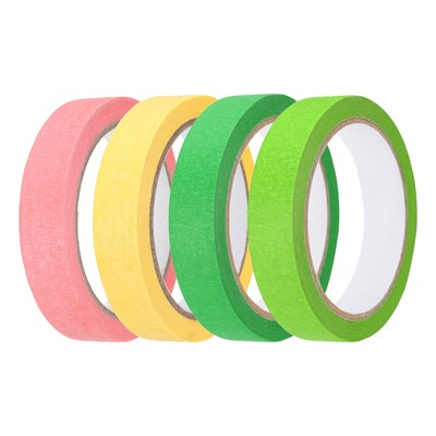 4pcs 13/16'' x 22 Yard Colored Masking Tape, Green Pink Yellow