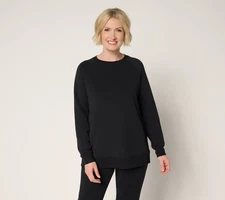 Belle by Kim Gravel Women's Top Sz L ScubaLuxe Raglan Crew Black A695354