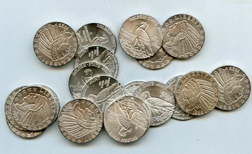 1/4 oz Golden State Mint Silver Round Incuse Indian .999 Fine Tube of 20