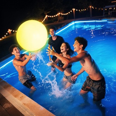 16'' LED Light Up Beach Balls - Glow in the Dark (8 Modes) - Pool Toys New