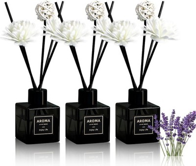 Reed Diffuser Set of 3,Lavender Scented Oil Diffuser with 15 Sticks,(50ml) x ...