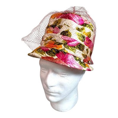 Elegant Green and Orange Floral Hats M509 ( Lime Green Orange Hat ) Kentucky Derby Hat, Church  main image 3
