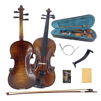 4/4 Full Size Violin Kit for Beginners Flamed Maple Back and Spruce Top Handmade