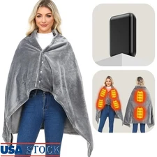 3-Speed Heated Blanket Portable Battery Skin Friendly Electric Throw Camping New