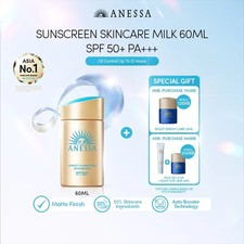 BEST Anessa Perfect UV Sunscreen Milk SPF50 PA   60ml for Oily Skin Care