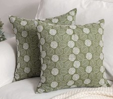 Throw Pillows Hydrangea Embroidery Flower Green/White 18  x 18  Lot of 2