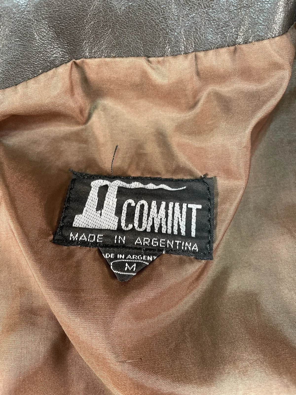 Vintage Comint Leather Bomber Jacket Mens Medium Brown Western Argentina 80s 90s image 4