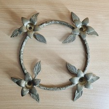 Vintage Brass Advent Holly Ring Wreath Candlestick Holder Taper Candles 12"