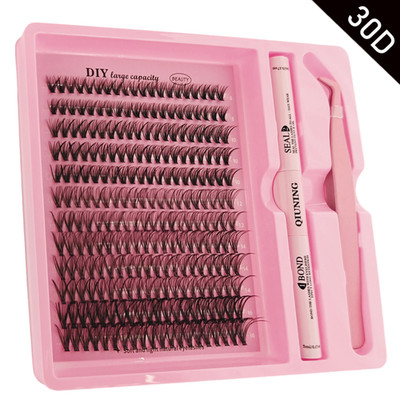 QIUNING Wimperncluster Set Fluffy Individual Lashes Lash Bond and Seal and Rem
