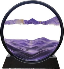 3D Dynamic Sand Art Liquid Motion, Moving Sand Art Picture Round Glass 3D Deep S