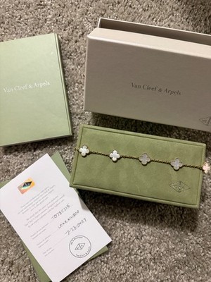 Van Cleef & Arpels Alhambra Chain Bracelet 18k Rose Gold Brown Mother of...