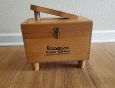 Vintage Ronson Roto Shine Electric Shoe Shine Kit Wood box