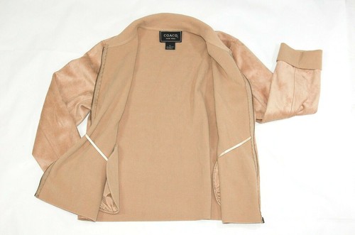 Coaco New York women's jacket size L tan faux suede zip front - Picture 4 of 5
