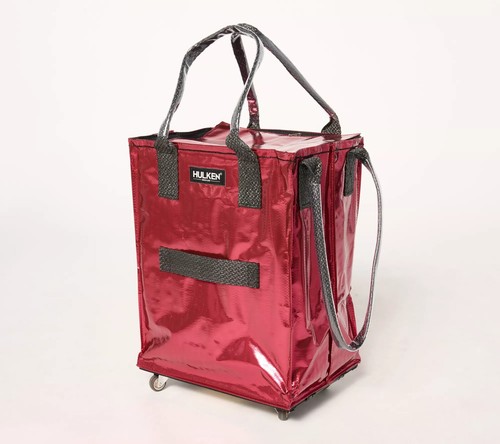 Hulken Medium Rolling Tote Bag with Zip Top Closure Cosmic Red
