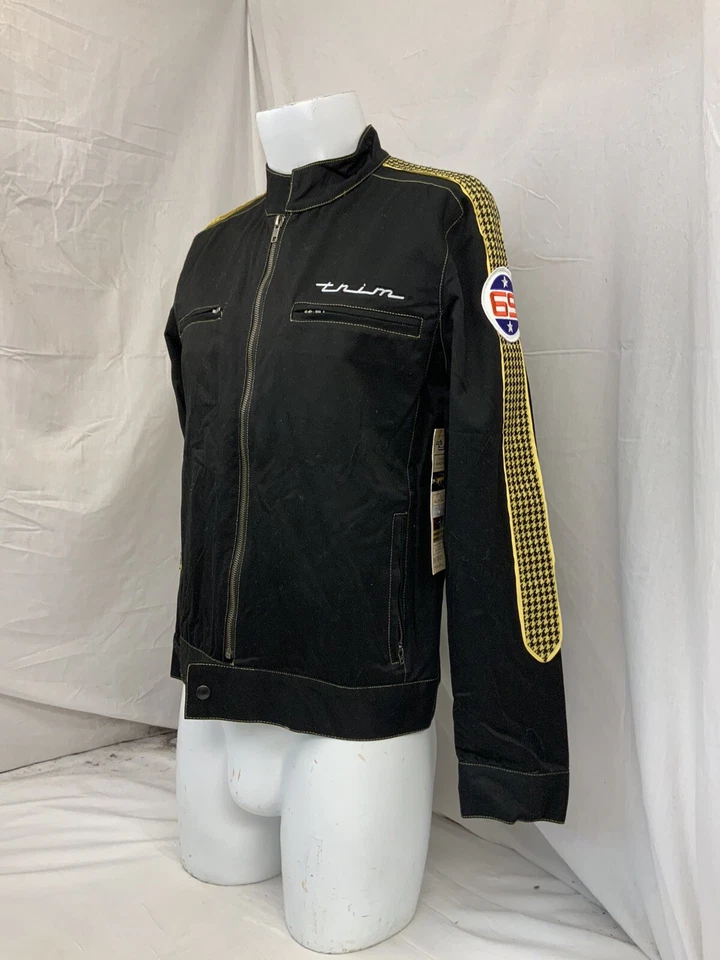 Trim 1969 USA Hot Rod Jacket M Black Cotton Zip Smith Race Car NWT YGI P1-468 - Image 4 of 4