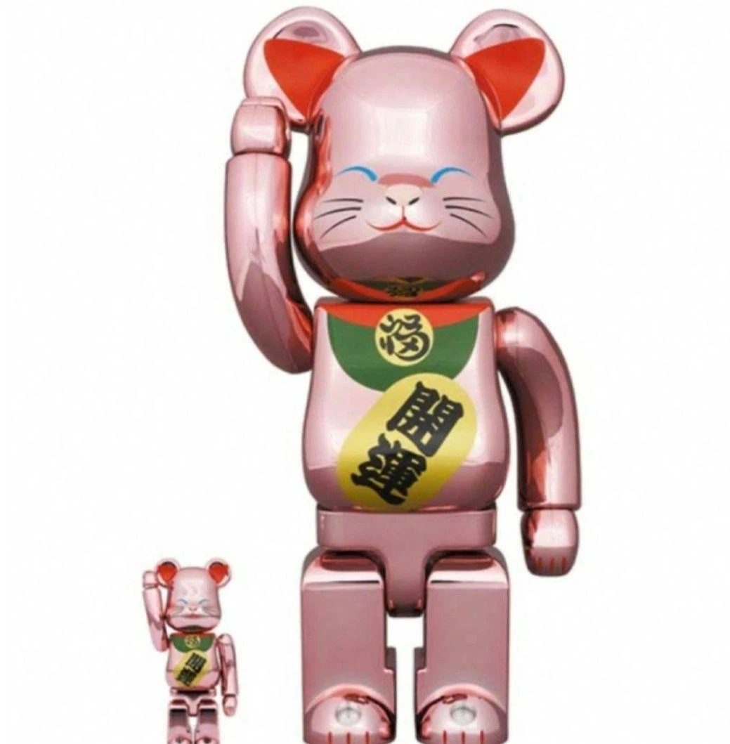 Bearbrick BE@RBRICK Maneki neko Good luck Peach Gold Plating 100% 400%