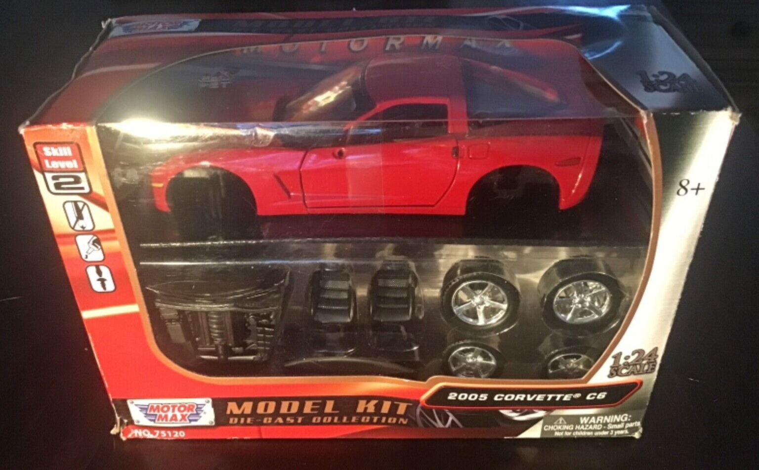 DieCast MotorMax 2005 Chevrolet Red Corvette C6 Red 1:24 Scale **Rare** No:75120