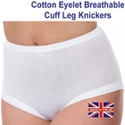 Eyelet Ladies Cotton Knickers Breathable Full Brief Underwear FREE UK DELIVERY
