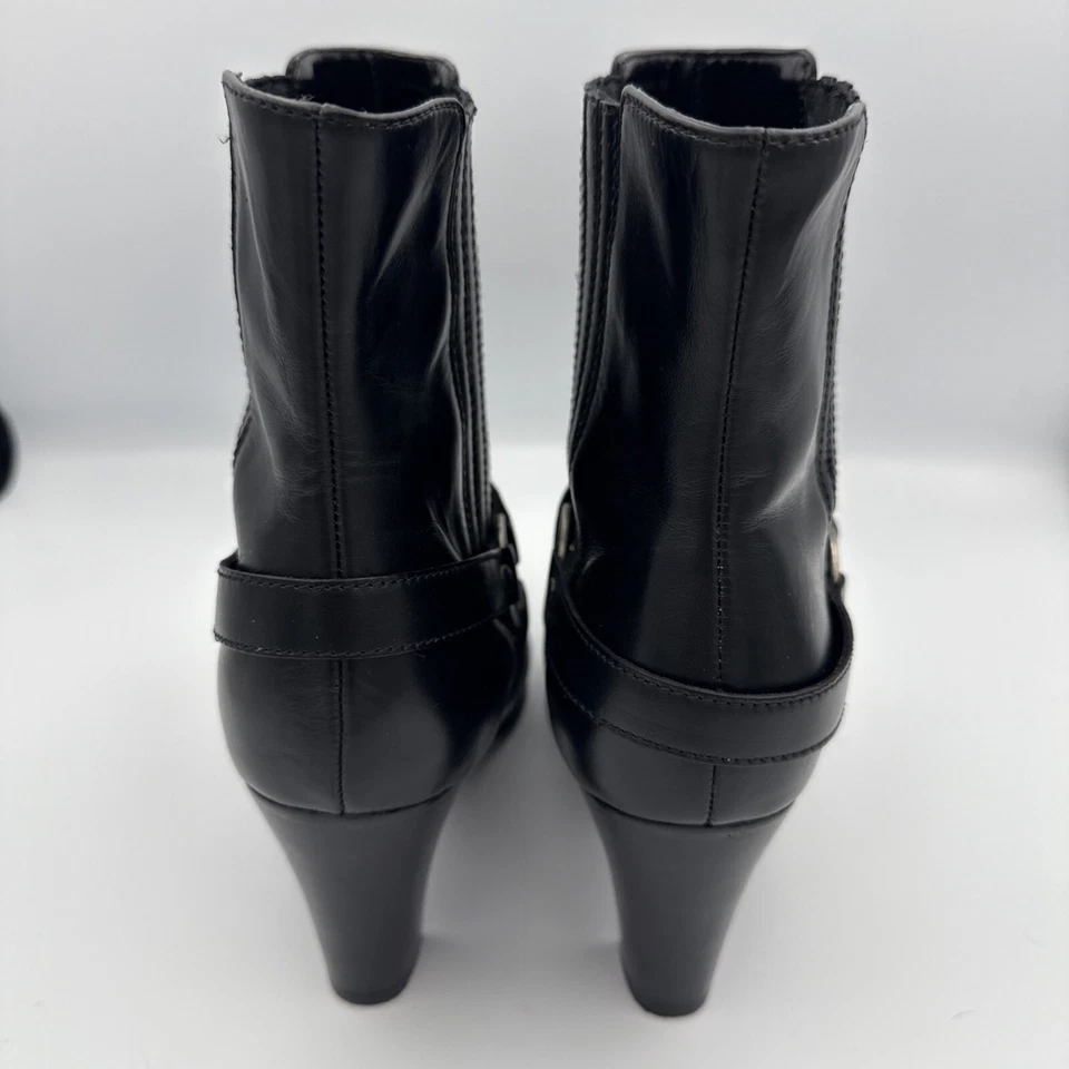 Botas de tacón de cuero negras NINA para mujer, media pantorrilla, talla US 10 Foto 4 de 4