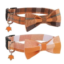 Fall Dog Collar with Bow Halloween Thanksgiving Dog Bowtie Collar Adjustable ...