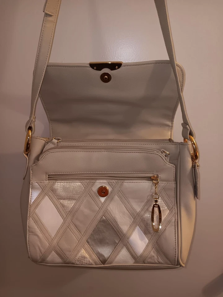 Leather shoulder bag - Cabin Creek Beige Multicolor Patchwork Purse   - Imagem 4 de 4