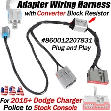 For 2015+ Dodge Charger Police to Stock Console Adapter Wire Harness w/ Resistor