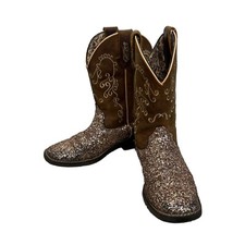Shyanne Girls' Sparkle Plenty Boots Brown Glitter Size 5 Leather