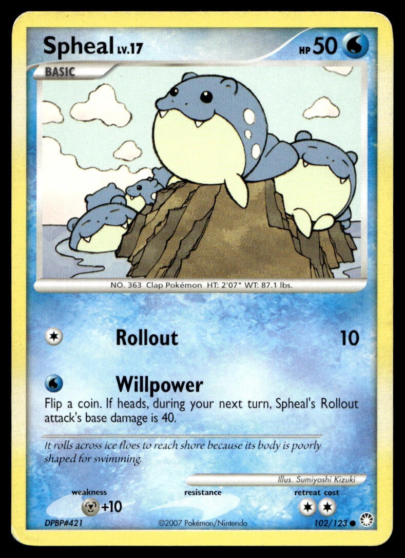 Spheal 102/123 Pokemon Card Mysterious Treasures Common 50 HP Lightly Played R29