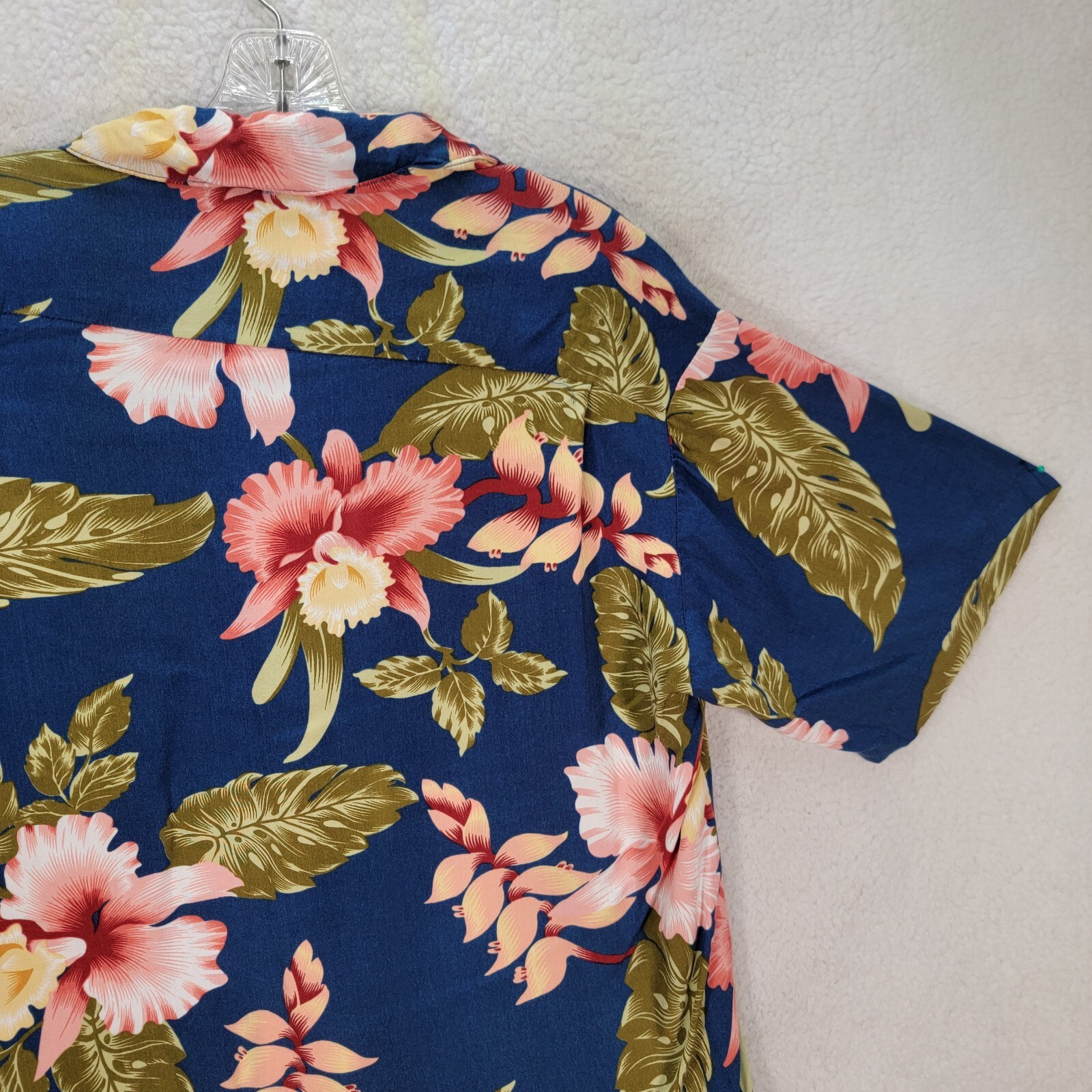 Sunny Island Blue Tropical Floral Hawaiian Collar Casual Button Shirt Men Size M