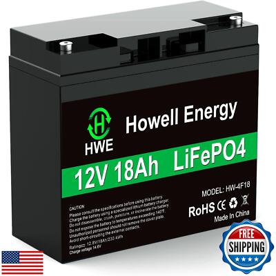 12V 18Ah Lithium Battery, 5000+ Cycles LiFePO4 Deep Cycle Battery Rechargeabl