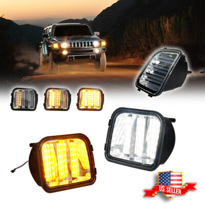 Sequential Switchback LED Clear Front Corner DRL Signal Lamp For 06-10 Hummer H3