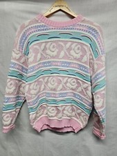 Vintage Rose Kawaii Fairy Kei Pastel Knit Sweater Sprakly Flowers Stripes