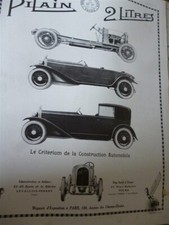 ROLLAND PILAIN automobile 2 litres TOURS publicité papier ILLUSTRATION 1924 col