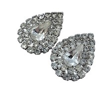 Gorgeous Rhinestone Cubic Zirconia CZ Shoe Clips Bluette Made in France 1"