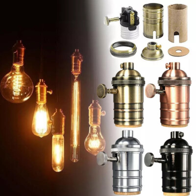 E27 Vintage Retro Edison Schraub Birnenfassung Lampenfassung Lichtsockel mit Schalter