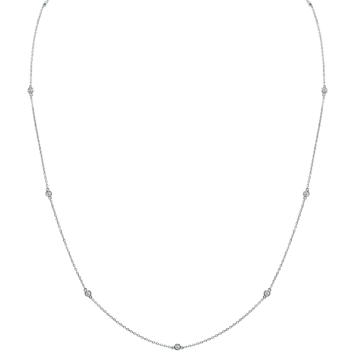 0.25 Carat TW Bezel Set Lab Grown Diamond Station Necklace in 14K White Gold