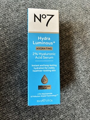 New No7 Hydra Luminous Hydrating Serum2% Hyaluronic Acid +5% Niacinamide 1oz