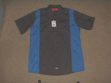 Men's Dickies Shirt Blue Colorblock Short Sleeve Mechanic Work Wear XT NWT